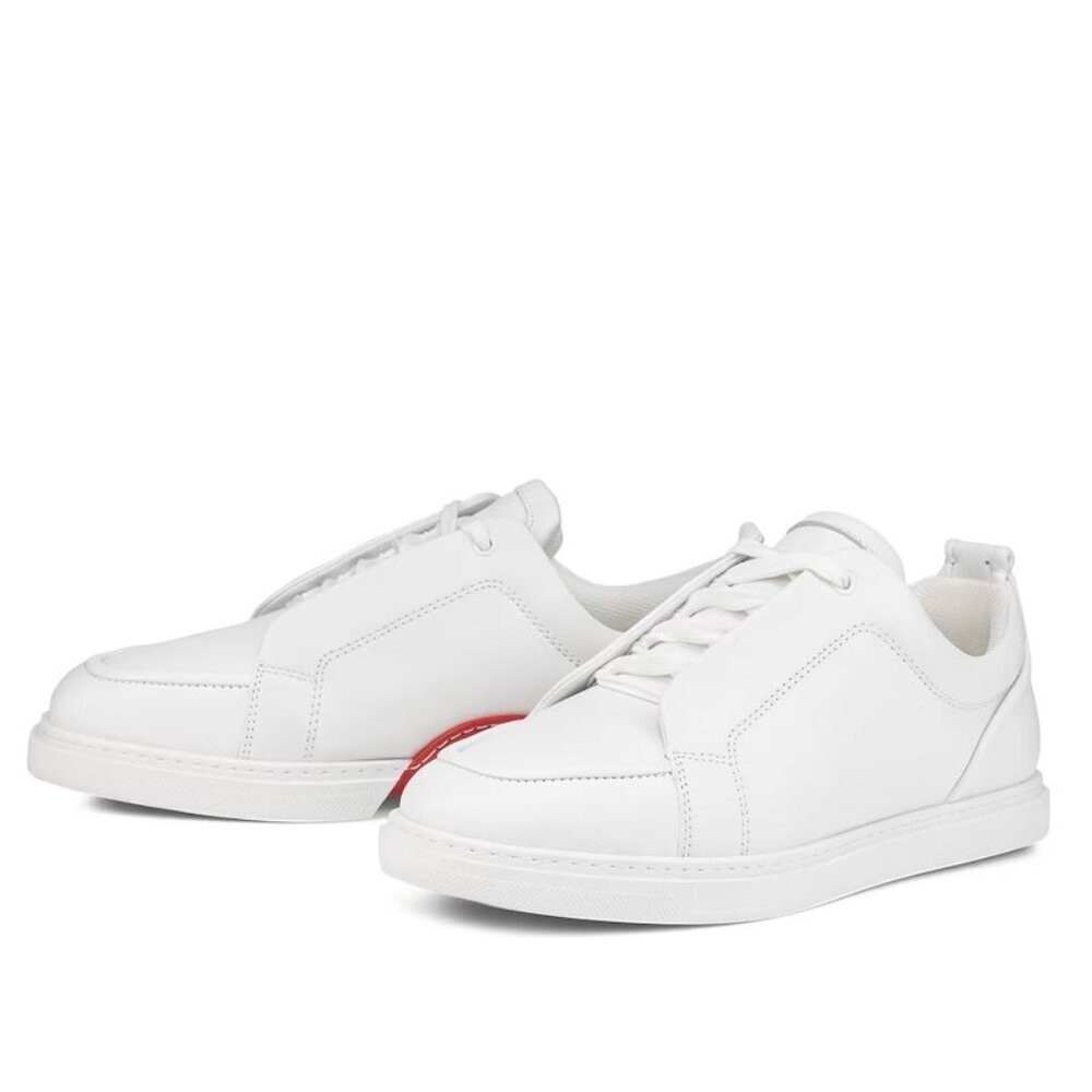 Christian Louboutin JIMMY FLAT Mens Leather Trainers Sneakers Shoes White - Picture 2 of 16